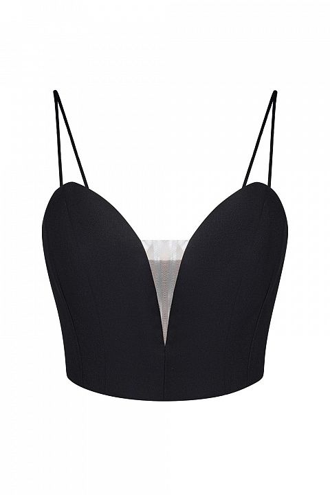 Корсет с глубоким вырезом и тонкими бретелями