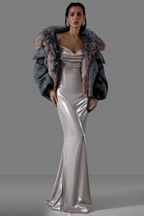 Бомбер с натуральным мехом лисы