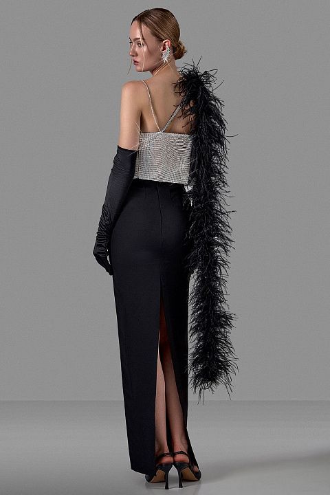 Сияющий топ с кристальной сеткой