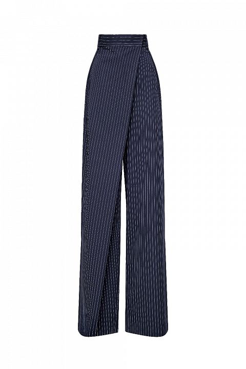 Брюки в полоску с запахом