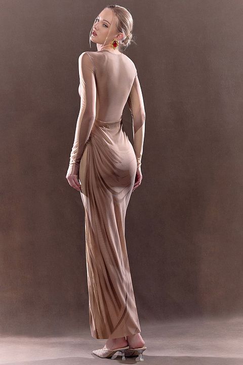 Платье-миди из сетки с эффектом нарисованного тела