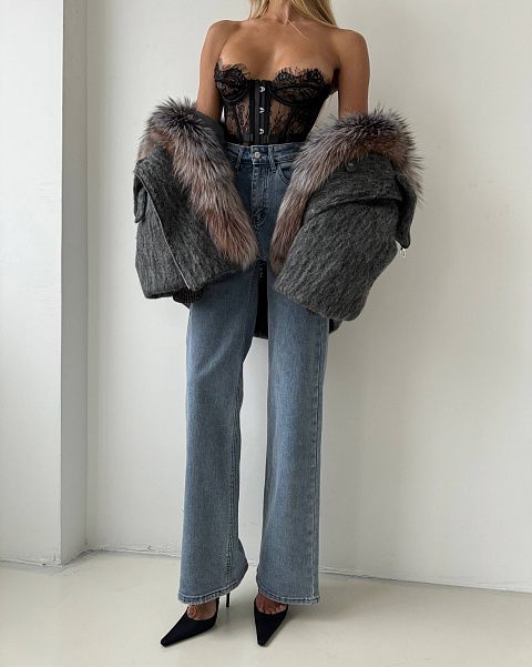 Бомбер с натуральным мехом лисы