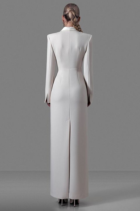 Платье-смокинг макси из костюмной ткани