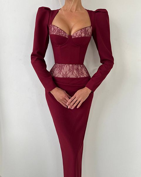 Классическая бордовая юбка миди