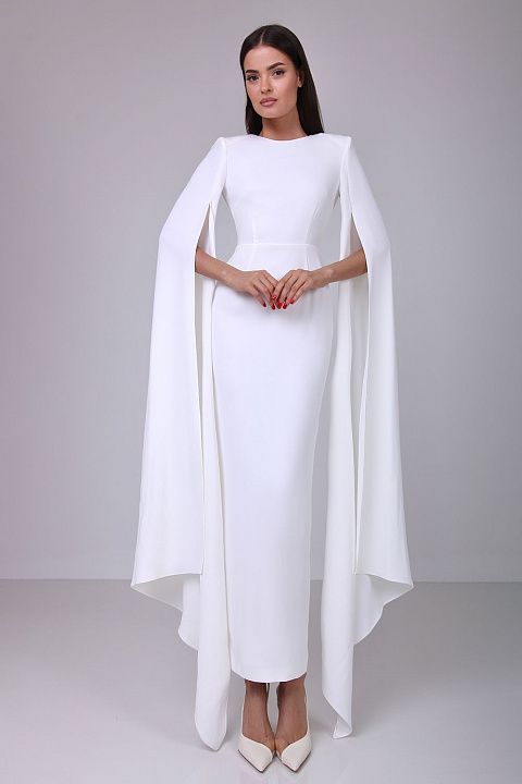 Платье макси с кейп-рукавами