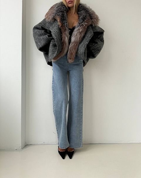 Бомбер с натуральным мехом лисы