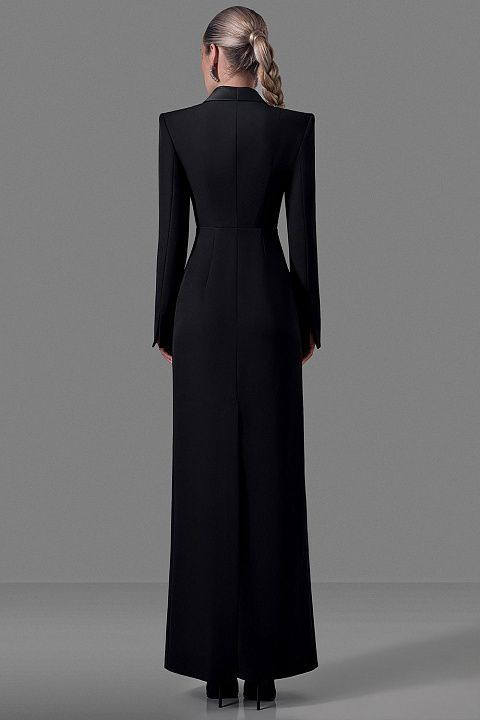 Платье-смокинг макси из костюмной ткани