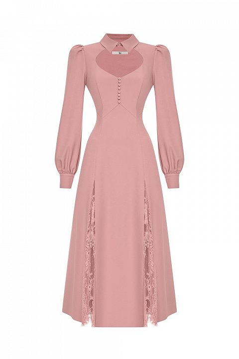 Платье с кружевной вставкой и вырезом-сердцем