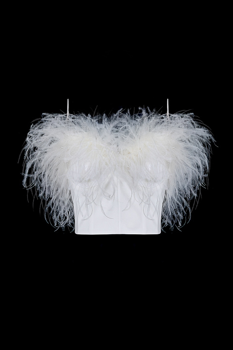 Кроп топ с перьями страуса