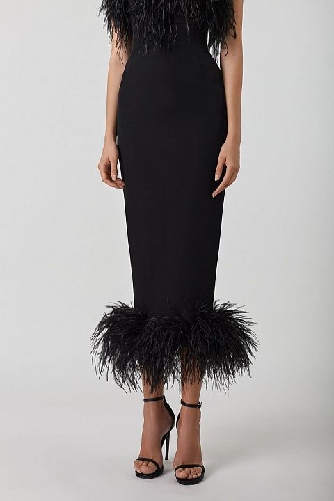 Feather pencil skirt