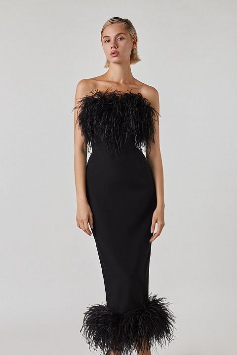 Feather pencil skirt