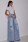 Wide jeans with rhinestones