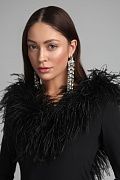 Dress with a boa at the neck