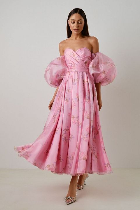 Cloud sleeves midi dress