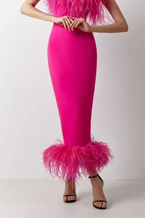Feather pencil skirt