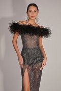 Feathered mesh dress