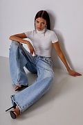 Wide jeans with rhinestones