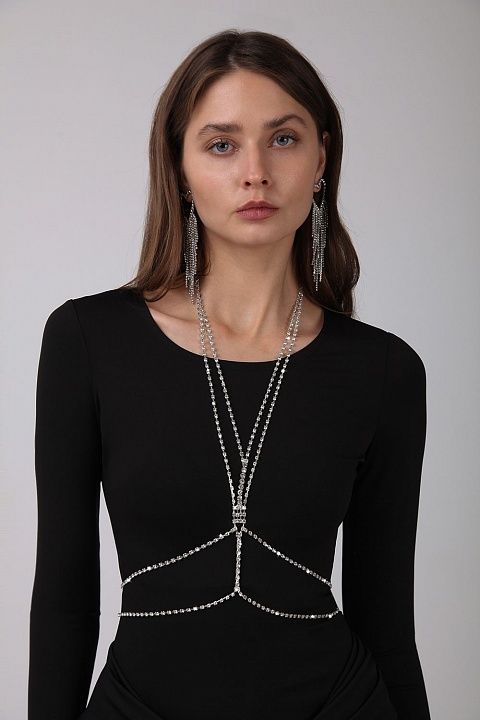Rhinestone tie necklace